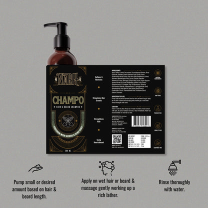 CHAMPO | Argan Oil &amp; Aloe Vera Hair &amp; Beard Shampoo - Narh - Hair &amp; Beard Shampoo