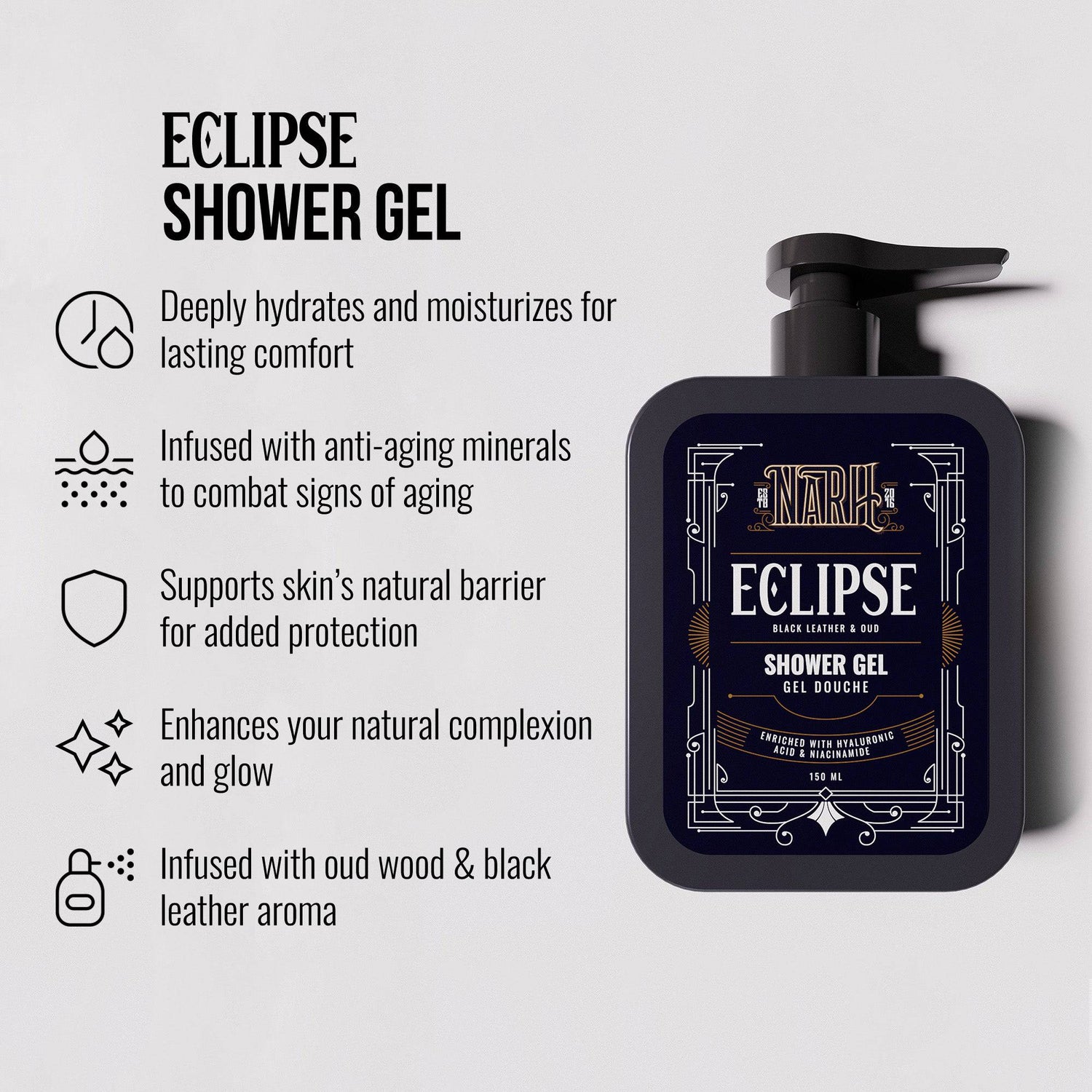 ECLIPSE | Oud &amp; Black Leather | Body Wash - Narh - BODY WASH